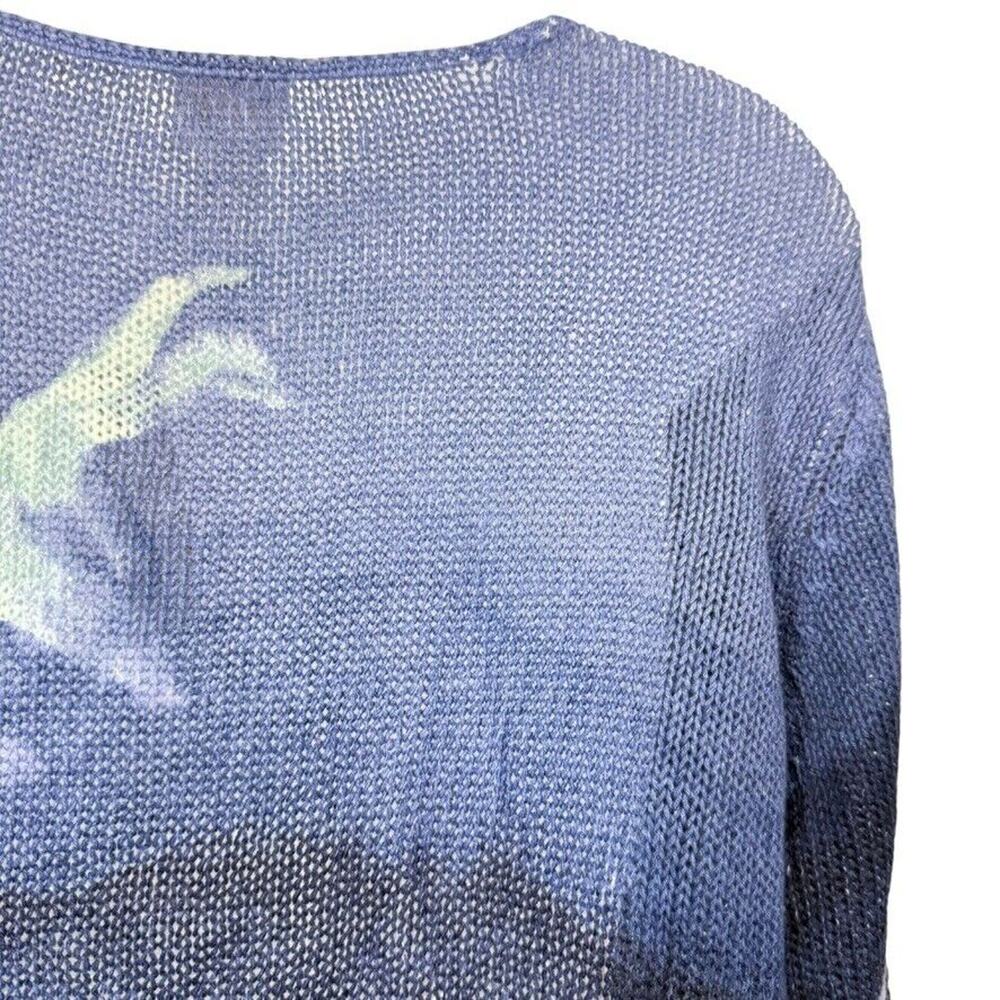 Chico's Blue Floral Print Lightweight Sweater Top - Picture 15 of 15